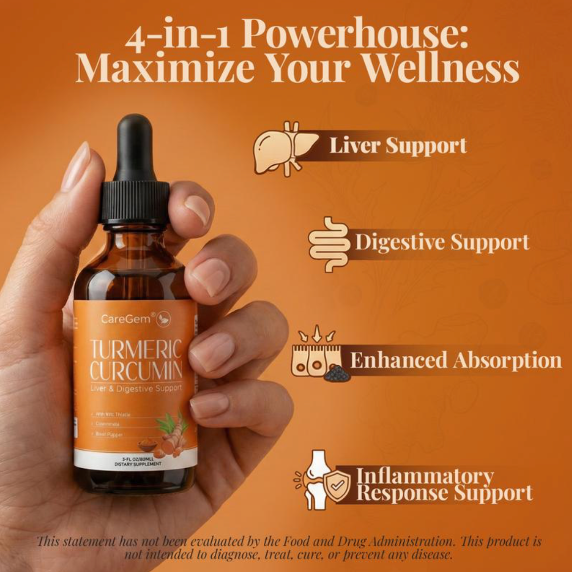 Turmeric Curcumin & Milk Thistle Liquid Drops for Liver Health