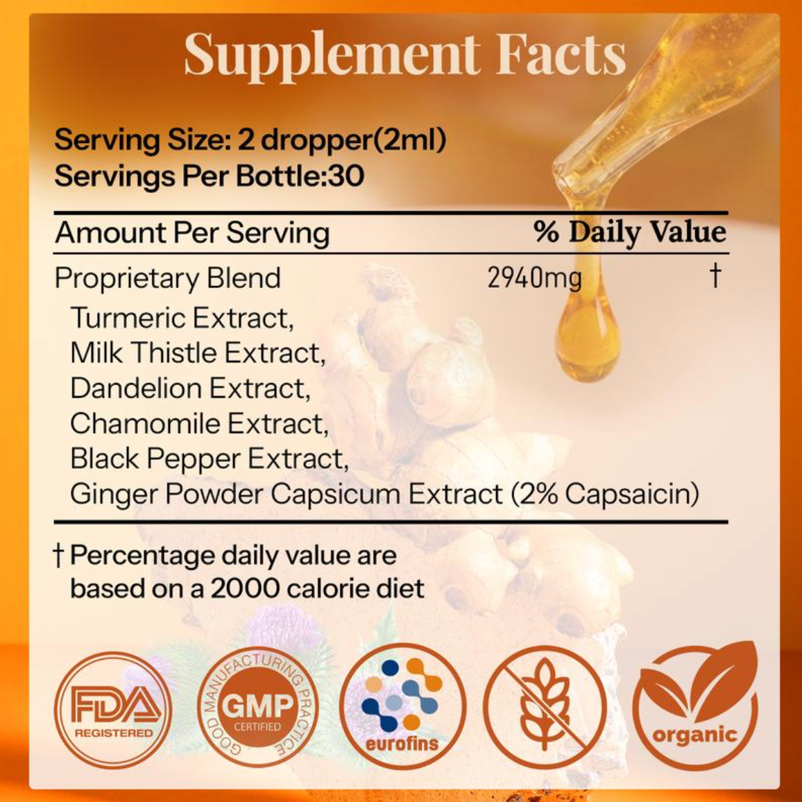 Turmeric Curcumin & Milk Thistle Liquid Drops for Liver Health