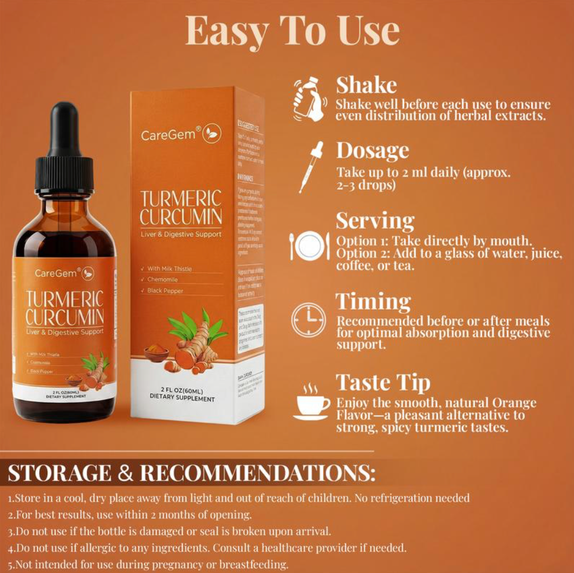 Turmeric Curcumin & Milk Thistle Liquid Drops for Liver Health